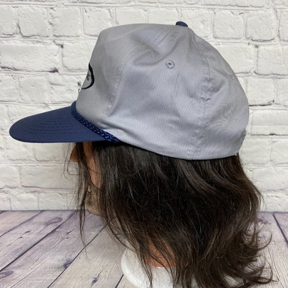 Vintage Hat Cap Snapback Gray Navy Blue Bill JKJ Trucking Rope Embroidered Logo - Picture 2 of 10